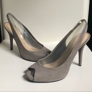 Nine West NIB gray suede open toe sling backs - 8